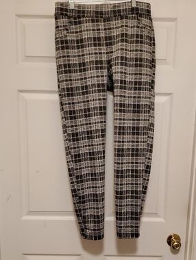 Plaid Skinny Ponte Pants in Black & White